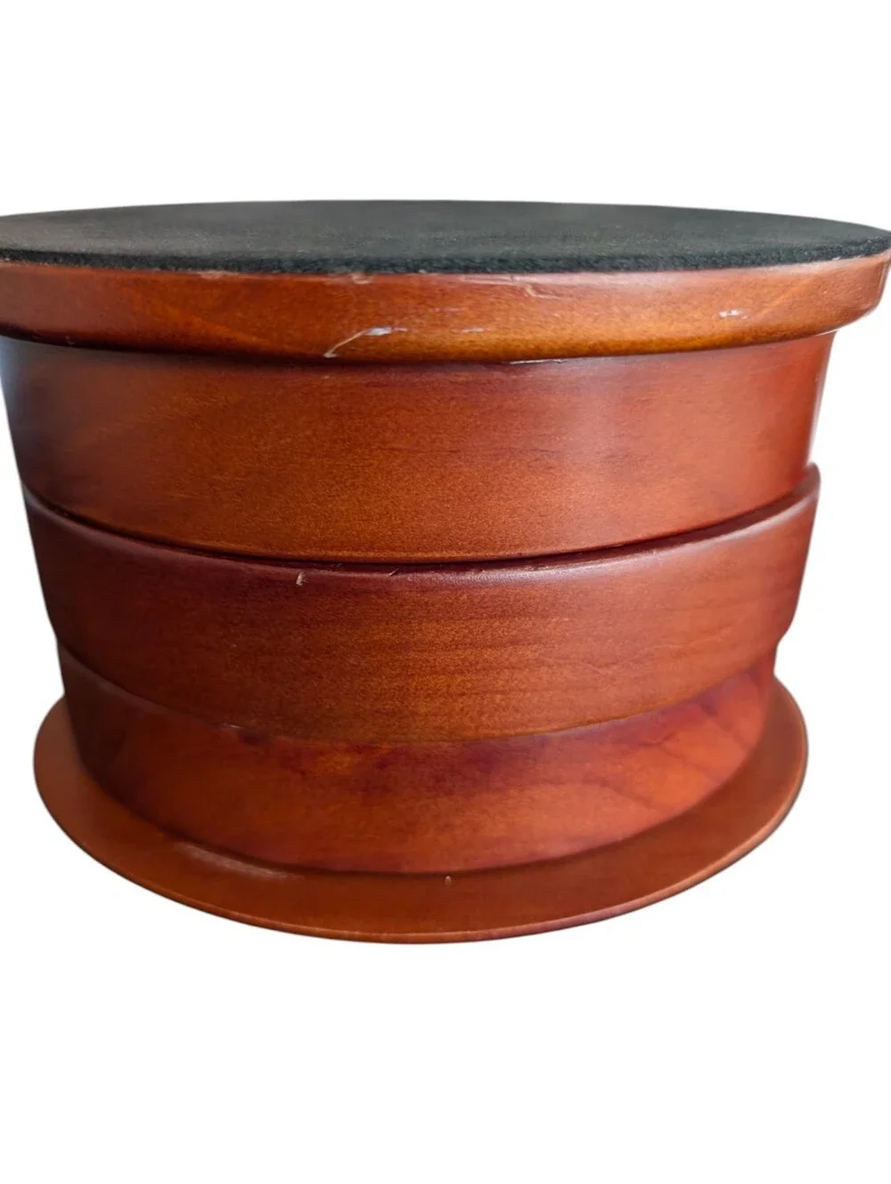 Vintage 3 Tier, Wooden, Swivel, Velvet Lined, Oval Jewelry Box.